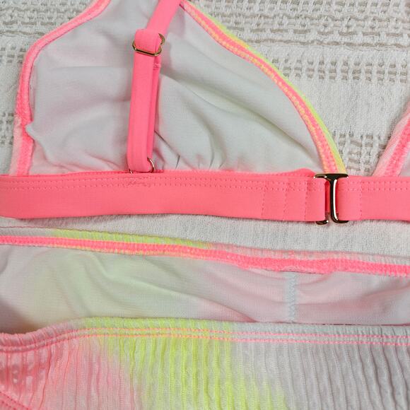 Sand Castle Neon Tie Dye 2 Piece Swimsuit Size L Bikini Set NEW - Picture 4 of 5